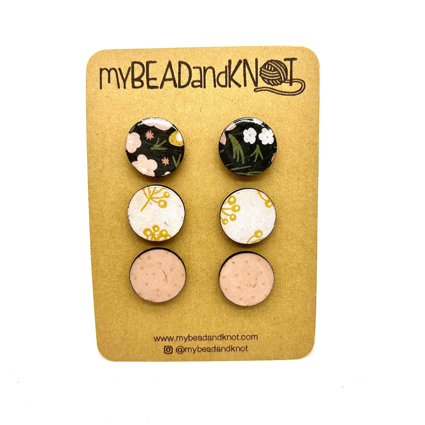 WOOD AND PAPER STUD EARRINGS