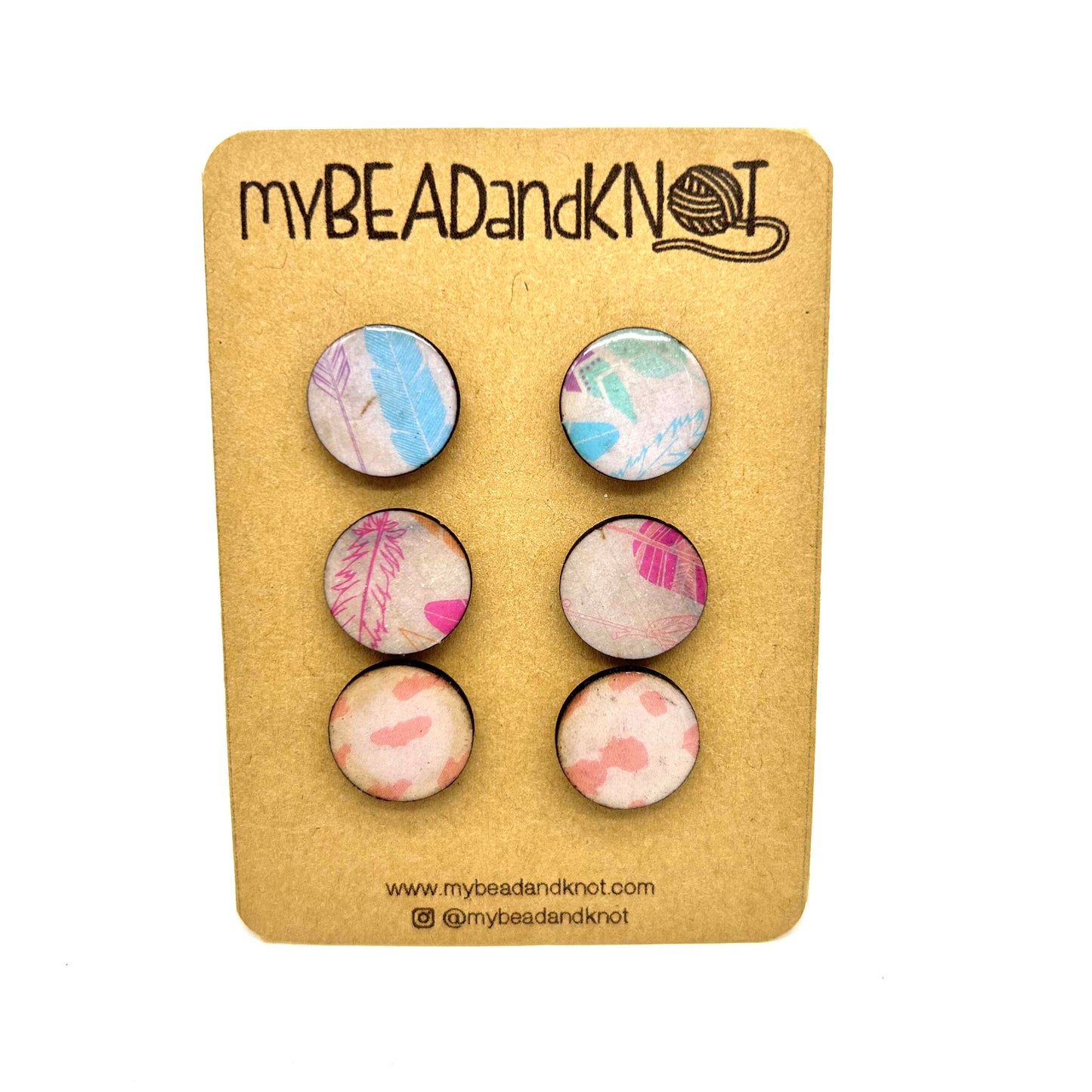 WOOD AND PAPER STUD EARRINGS