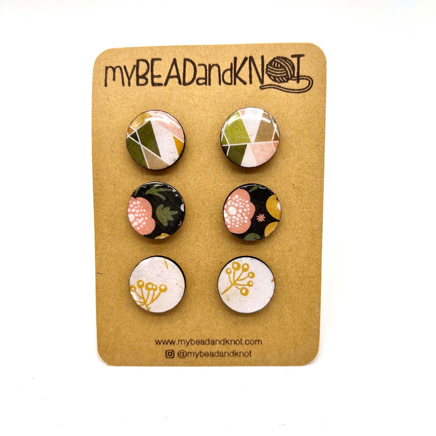 WOOD AND PAPER STUD EARRINGS