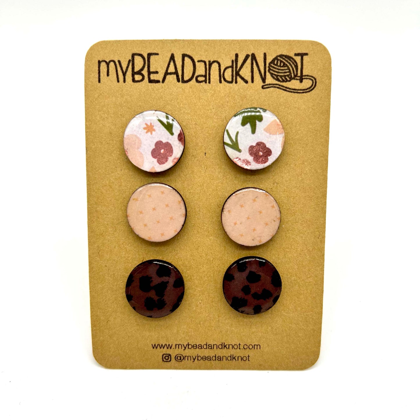 WOOD AND PAPER STUD EARRINGS