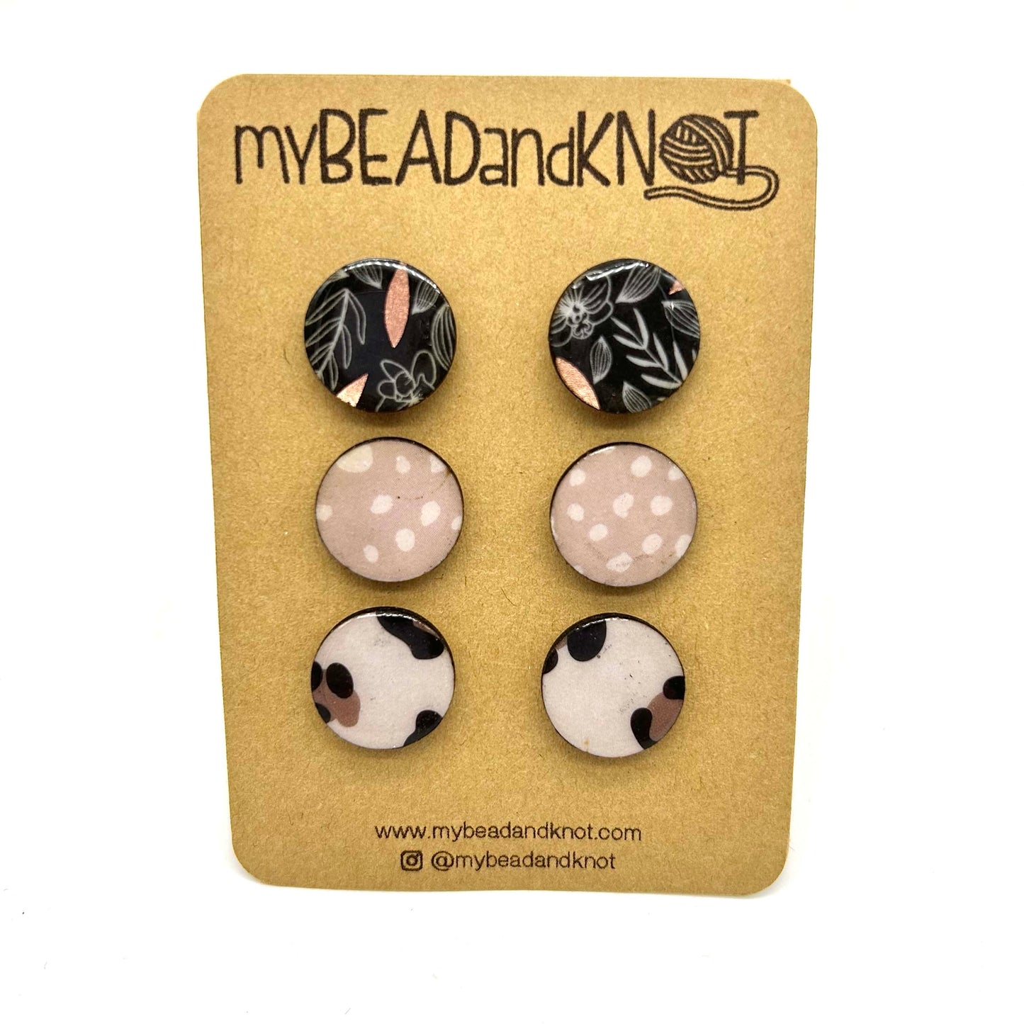 WOOD AND PAPER STUD EARRINGS