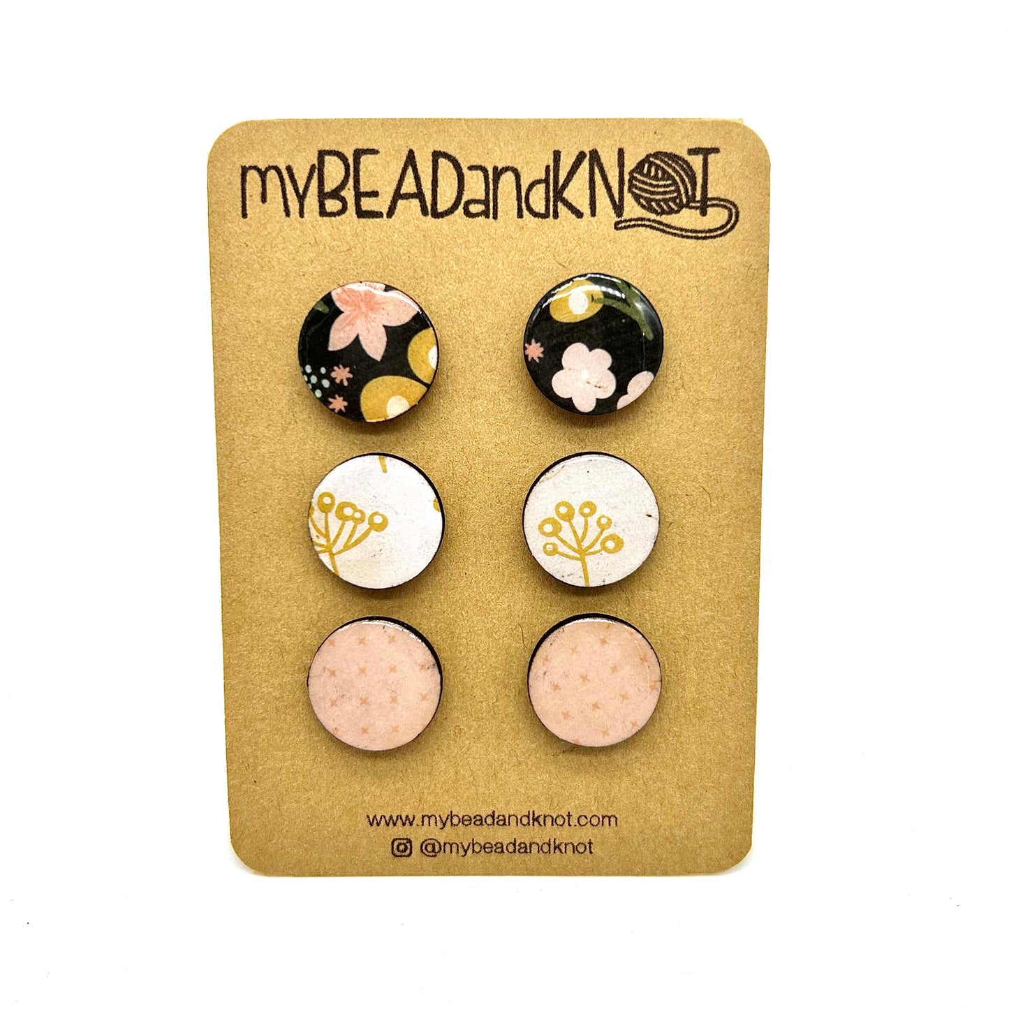 WOOD AND PAPER STUD EARRINGS