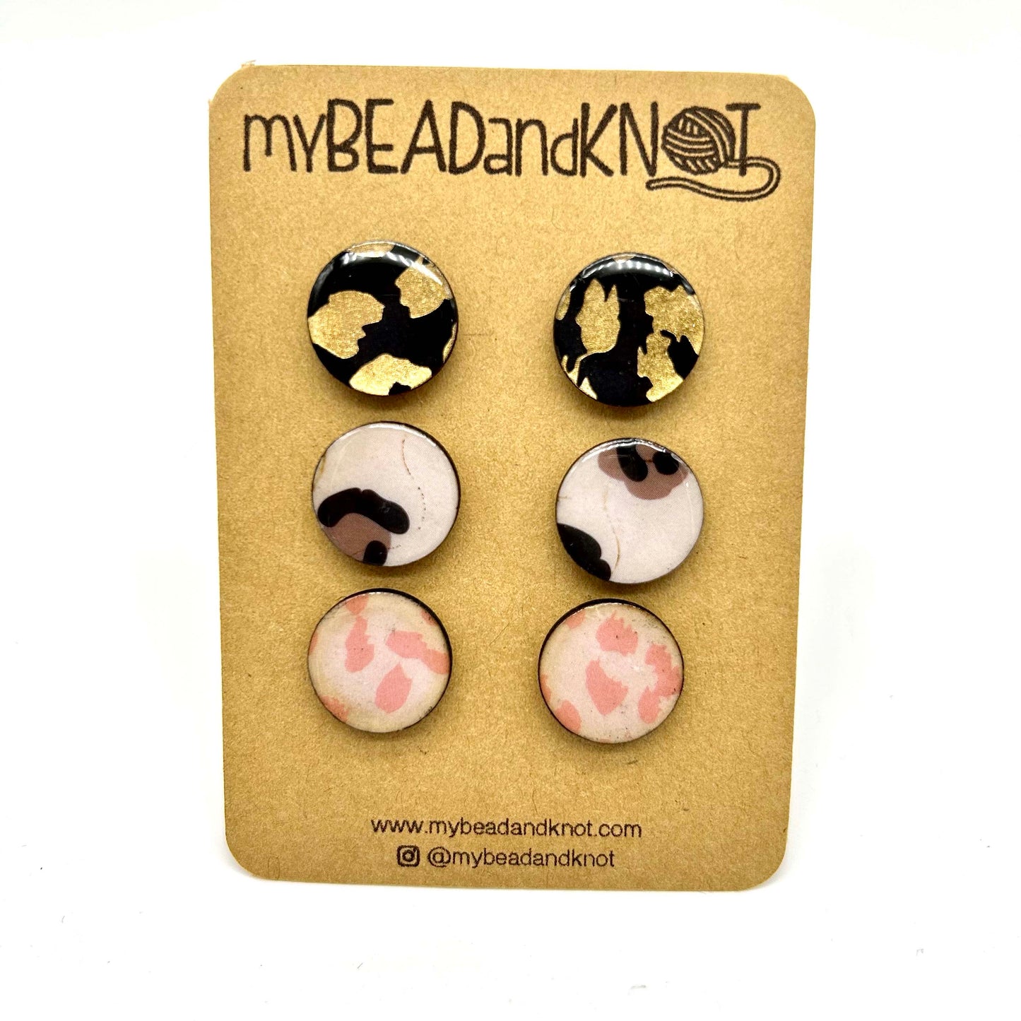 WOOD AND PAPER STUD EARRINGS