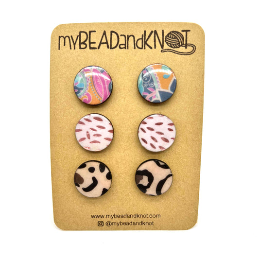 WOOD AND PAPER STUD EARRINGS