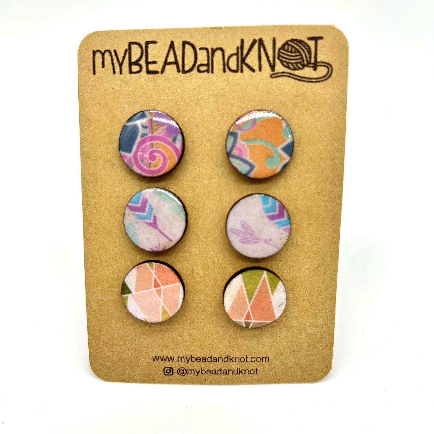 WOOD AND PAPER STUD EARRINGS