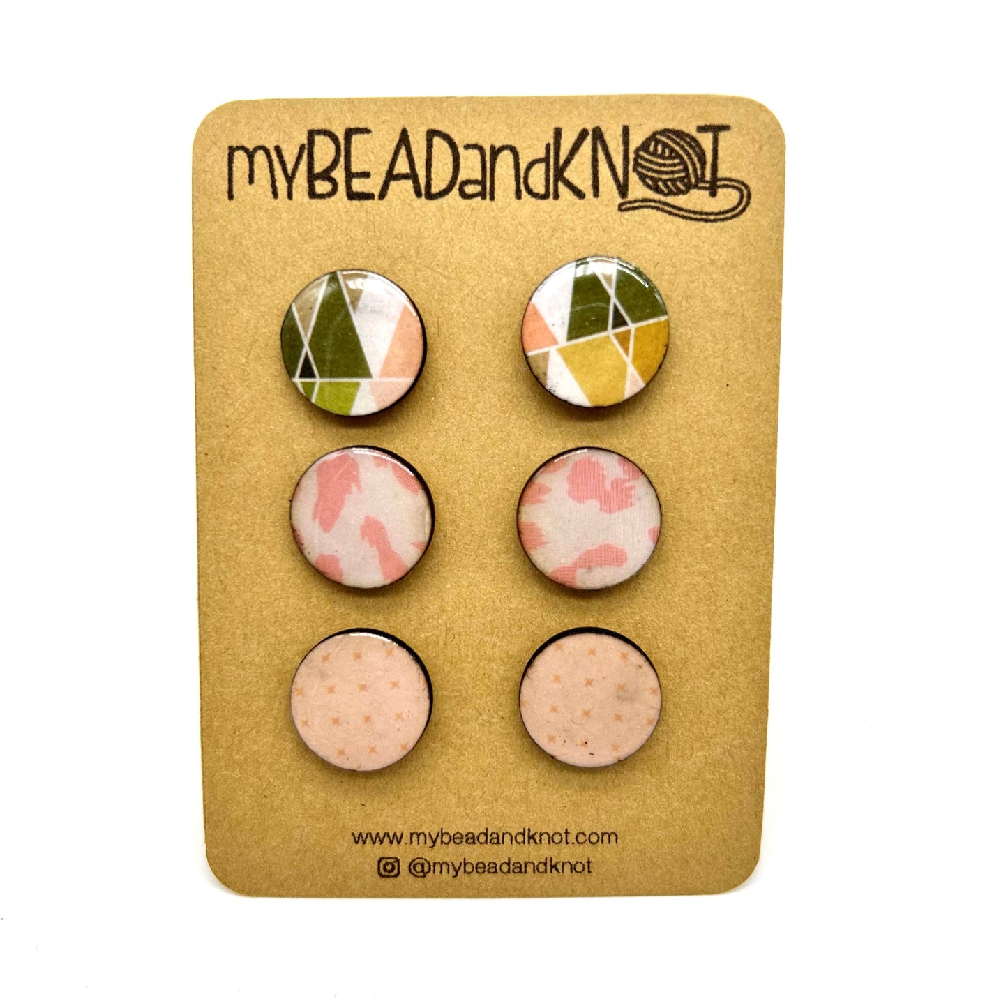 WOOD AND PAPER STUD EARRINGS