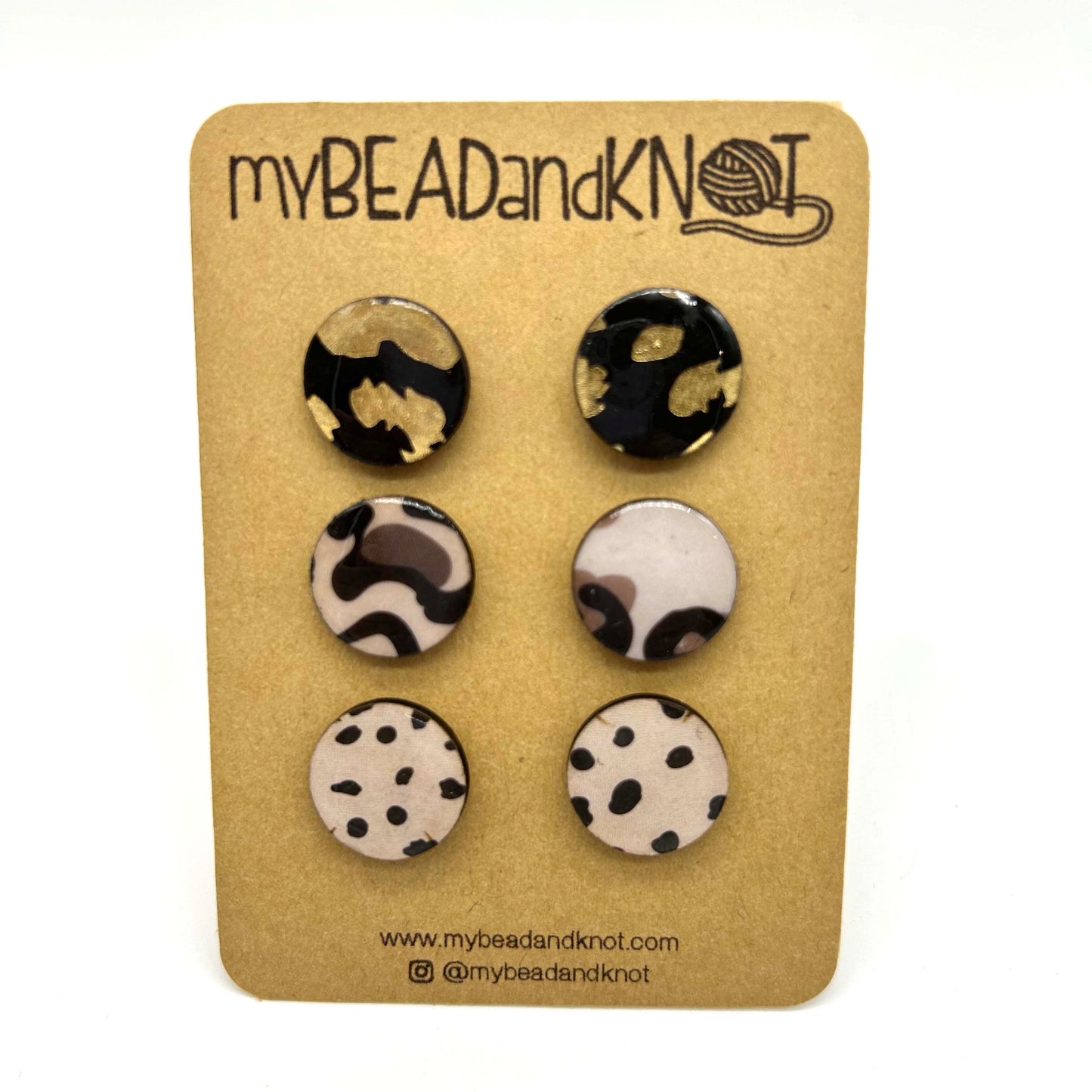 WOOD AND PAPER STUD EARRINGS