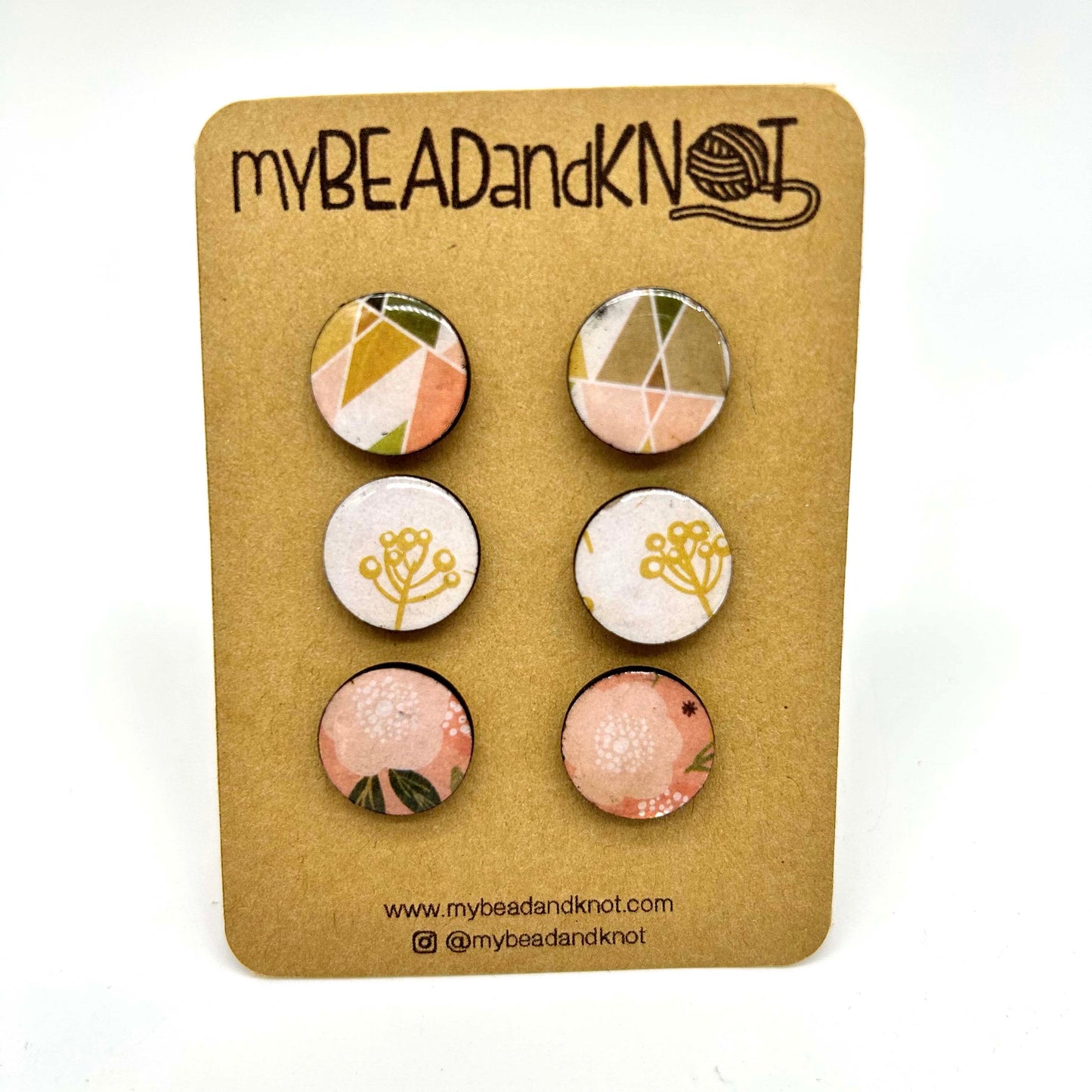 WOOD AND PAPER STUD EARRINGS