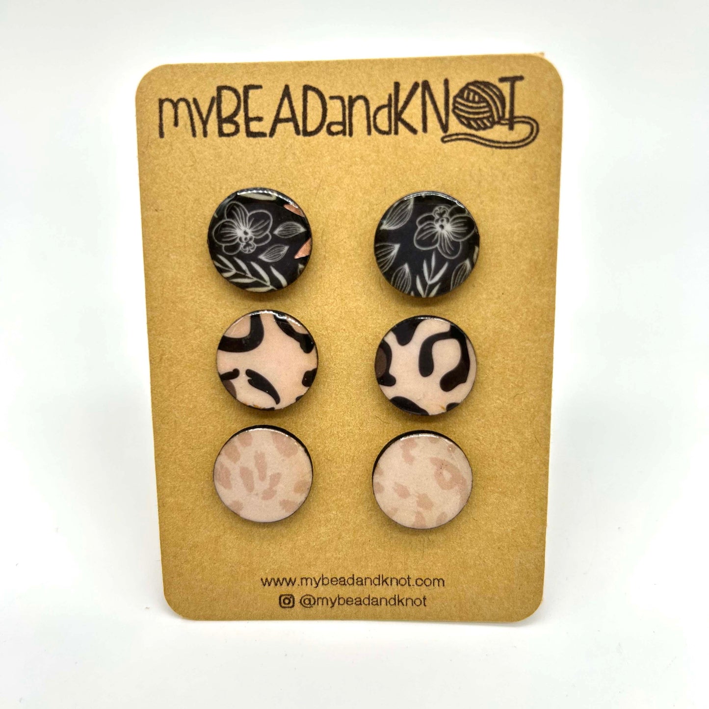 WOOD AND PAPER STUD EARRINGS