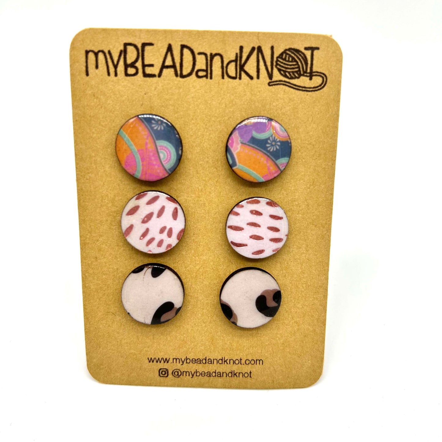 WOOD AND PAPER STUD EARRINGS