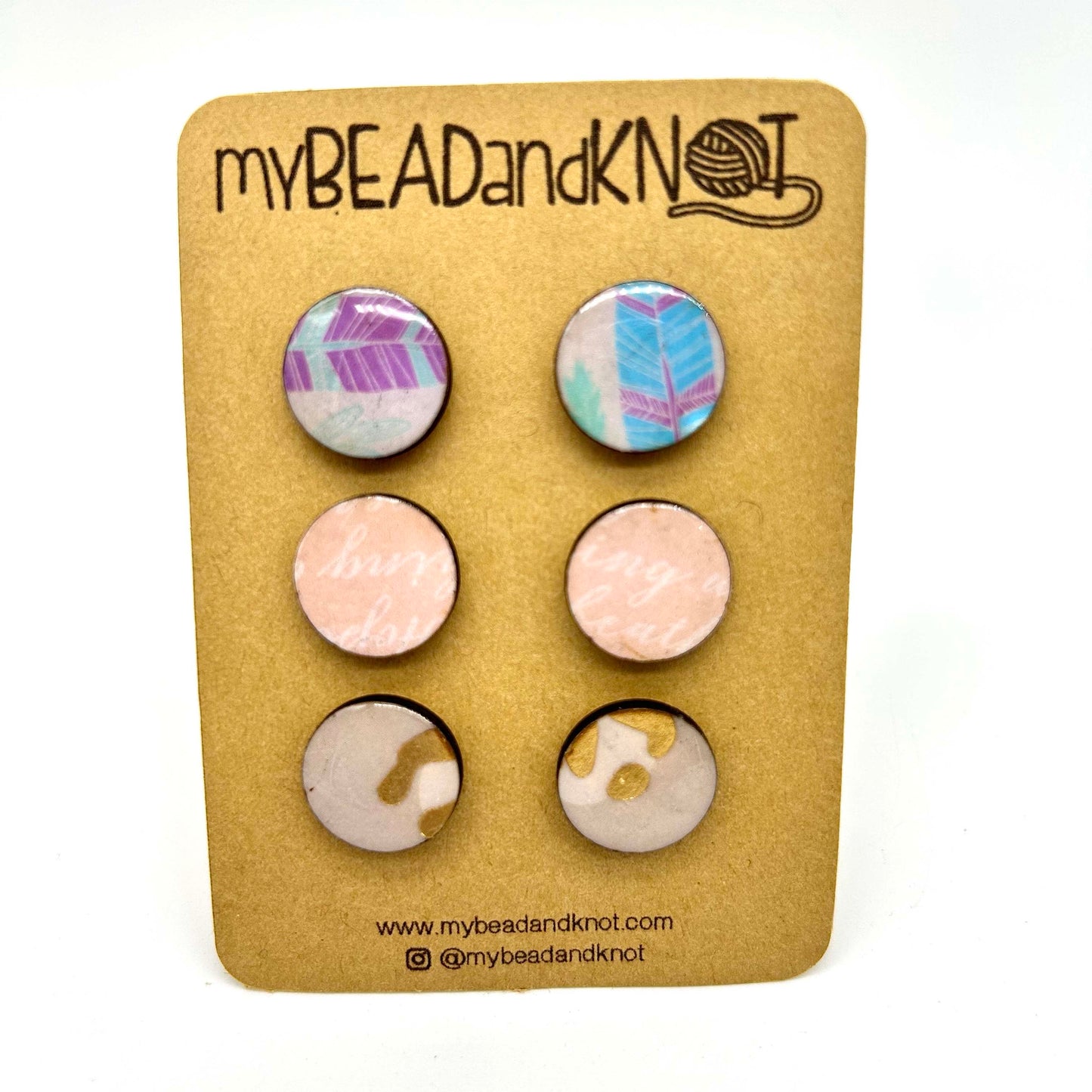 WOOD AND PAPER STUD EARRINGS