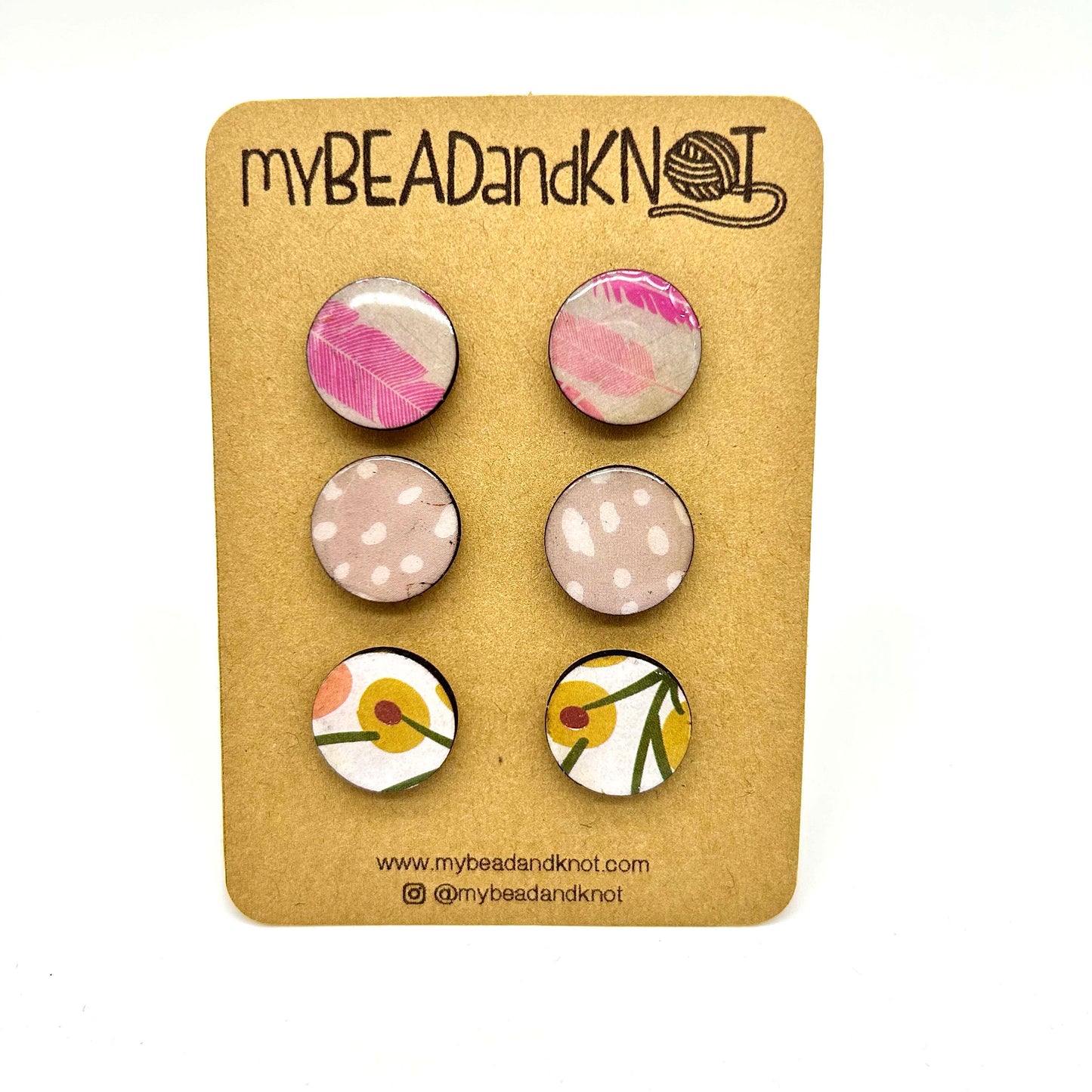 WOOD AND PAPER STUD EARRINGS