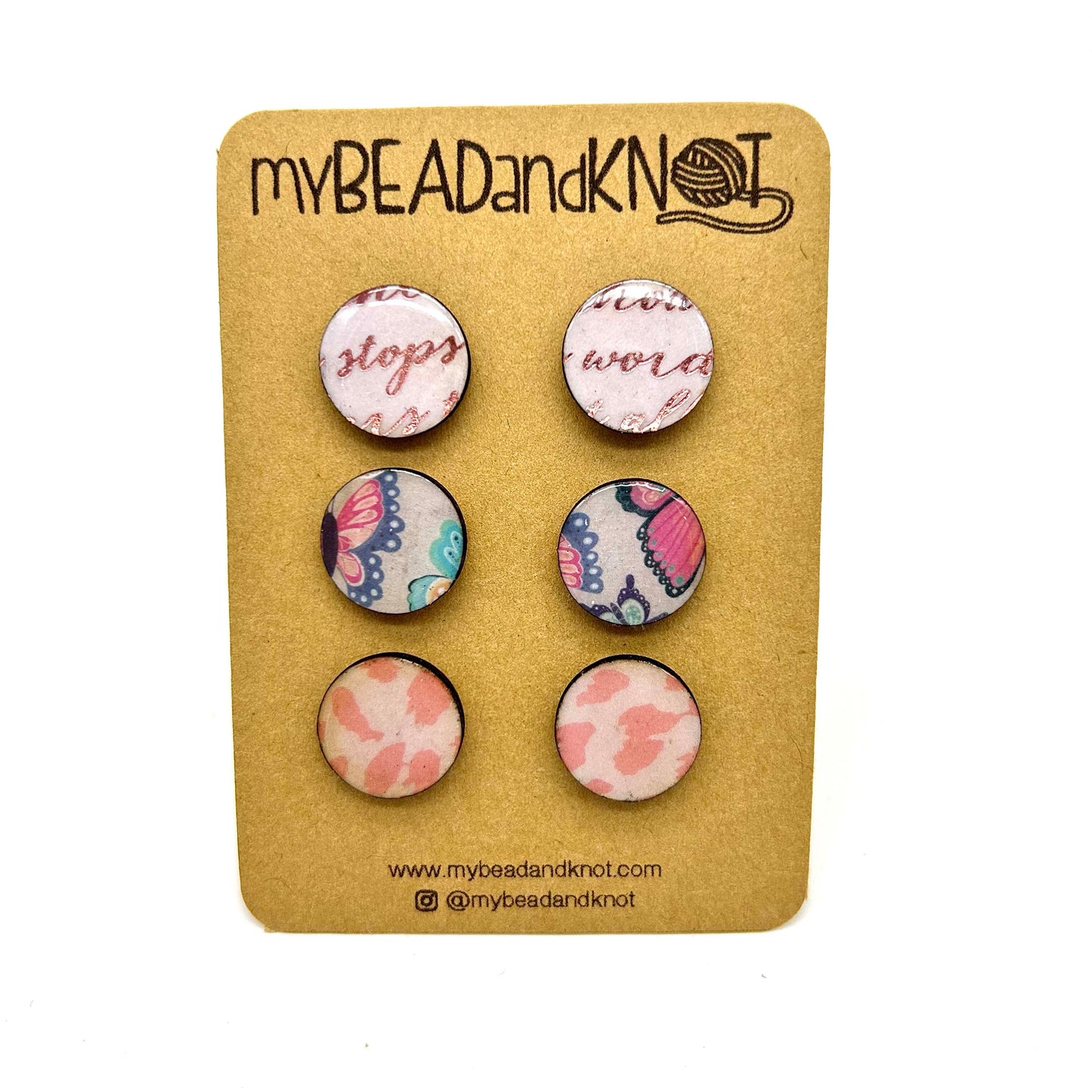 WOOD AND PAPER STUD EARRINGS