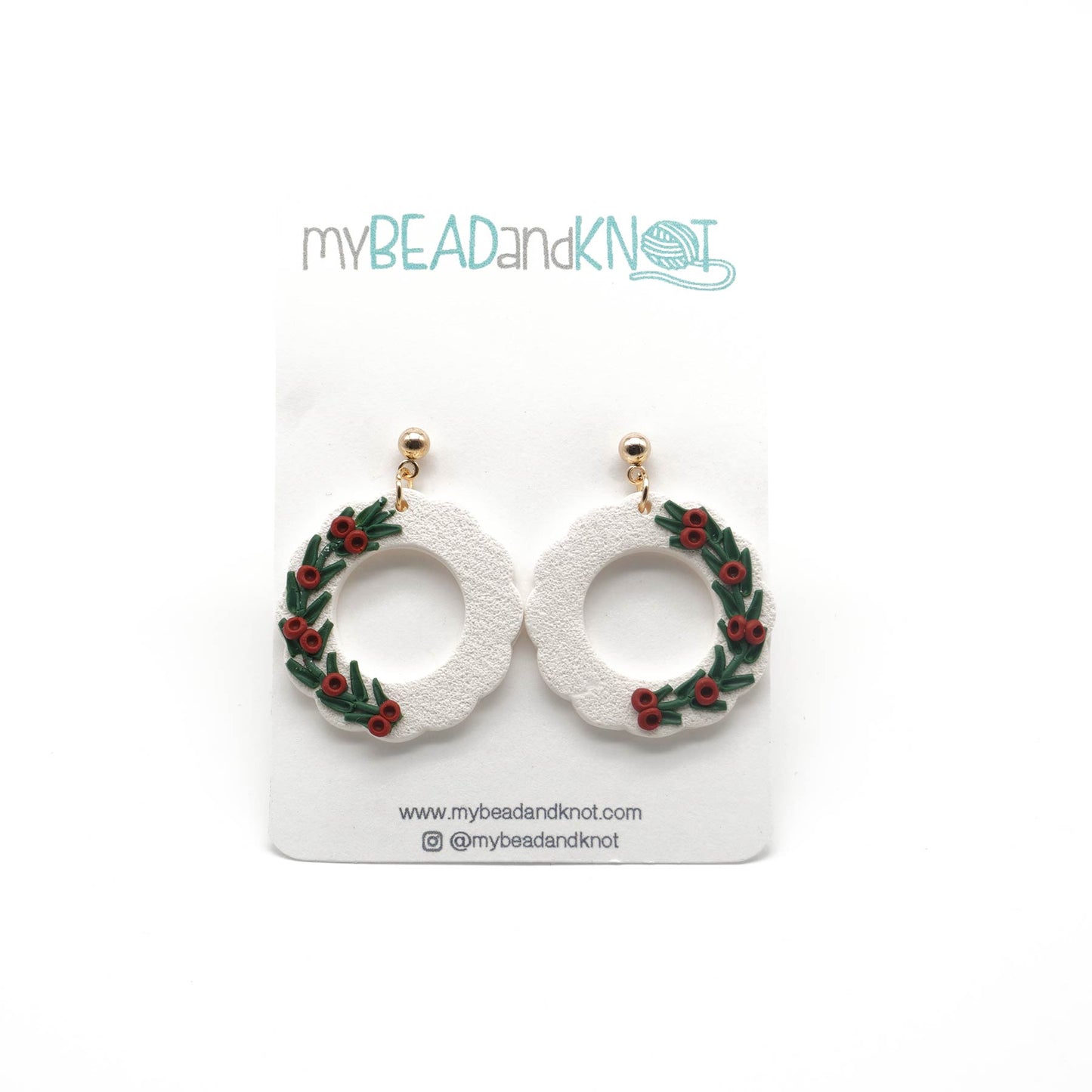 Clay Earrings Christmas Wreaths