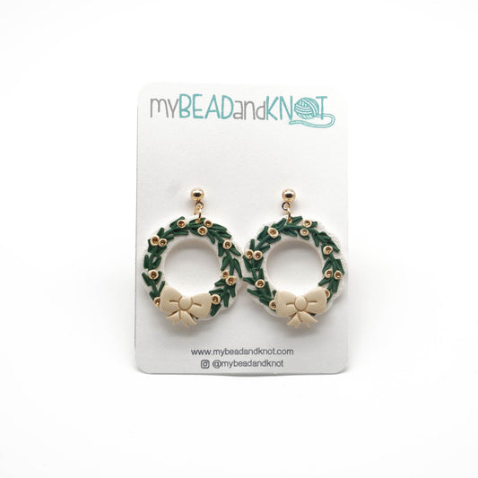 Clay Earrings Christmas Wreaths